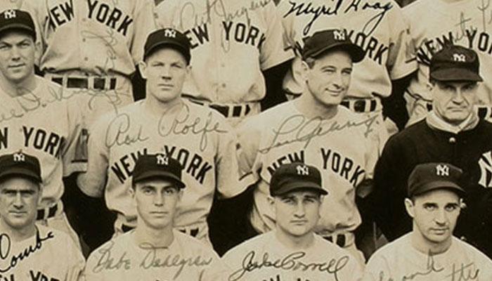 1938 World Champion New York Yankees Large Format (19" by 11") Team Signed Photograph From The Johnny Murphy Estate Collection