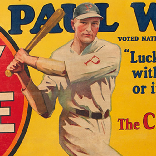 Extremely Rare 1928 Paul Waner Lucky Strike Cigarettes Large Advertising Banner